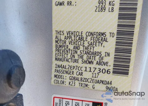 2012 Nissan Altima 2.5 S from USA, damaged, VIN 1N4AL2EP7CC117306